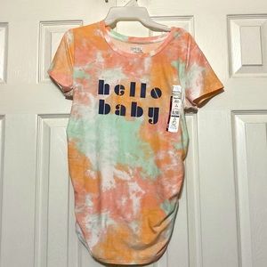 Time and Tru maternity short sleeve fitted graphic shirt; Small(4-6)